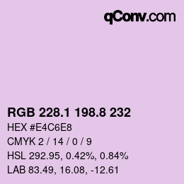 Color code: RGB 228.1 198.8 232 | qconv.com