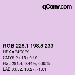 Color code: RGB 228.1 198.8 233 | qconv.com