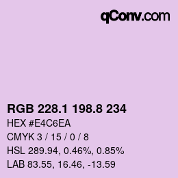 Farbcode: RGB 228.1 198.8 234 | qconv.com