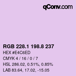 カラーコード: RGB 228.1 198.8 237 | qconv.com