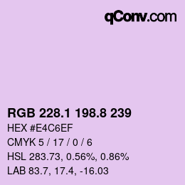 カラーコード: RGB 228.1 198.8 239 | qconv.com
