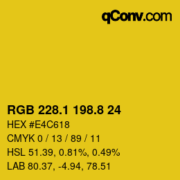 カラーコード: RGB 228.1 198.8 24 | qconv.com