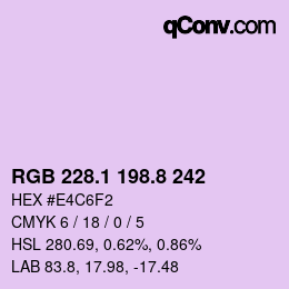 カラーコード: RGB 228.1 198.8 242 | qconv.com