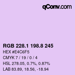 Color code: RGB 228.1 198.8 245 | qconv.com