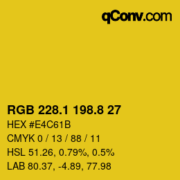 カラーコード: RGB 228.1 198.8 27 | qconv.com