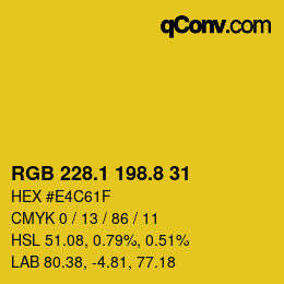 カラーコード: RGB 228.1 198.8 31 | qconv.com