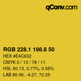 カラーコード: RGB 228.1 198.8 50 | qconv.com