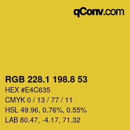 カラーコード: RGB 228.1 198.8 53 | qconv.com