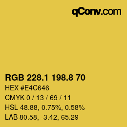 カラーコード: RGB 228.1 198.8 70 | qconv.com