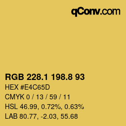 カラーコード: RGB 228.1 198.8 93 | qconv.com