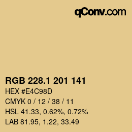 カラーコード: RGB 228.1 201 141 | qconv.com