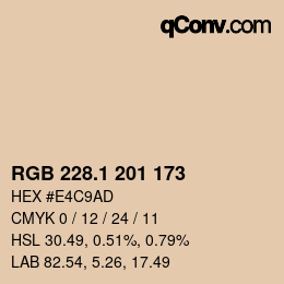 Color code: RGB 228.1 201 173 | qconv.com