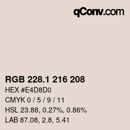 カラーコード: RGB 228.1 216 208 | qconv.com