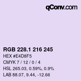 カラーコード: RGB 228.1 216 245 | qconv.com
