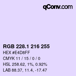カラーコード: RGB 228.1 216 255 | qconv.com