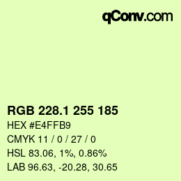 カラーコード: RGB 228.1 255 185 | qconv.com