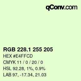 カラーコード: RGB 228.1 255 205 | qconv.com