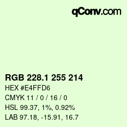 カラーコード: RGB 228.1 255 214 | qconv.com