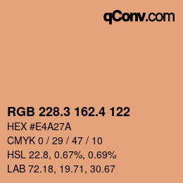 カラーコード: RGB 228.3 162.4 122 | qconv.com