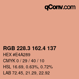 カラーコード: RGB 228.3 162.4 137 | qconv.com