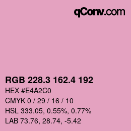 カラーコード: RGB 228.3 162.4 192 | qconv.com