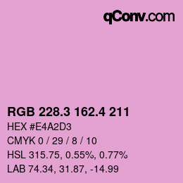 カラーコード: RGB 228.3 162.4 211 | qconv.com