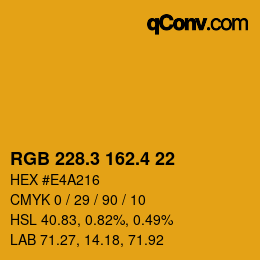 カラーコード: RGB 228.3 162.4 22 | qconv.com