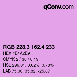 カラーコード: RGB 228.3 162.4 233 | qconv.com