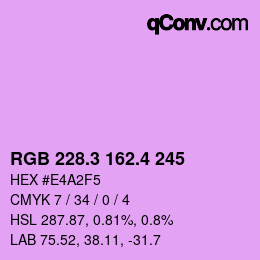 カラーコード: RGB 228.3 162.4 245 | qconv.com
