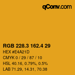 カラーコード: RGB 228.3 162.4 29 | qconv.com
