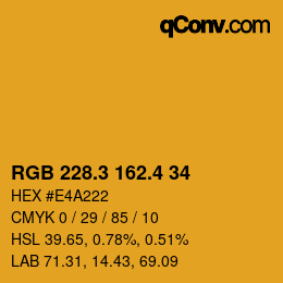 カラーコード: RGB 228.3 162.4 34 | qconv.com