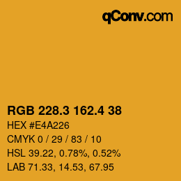 カラーコード: RGB 228.3 162.4 38 | qconv.com