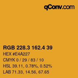 カラーコード: RGB 228.3 162.4 39 | qconv.com