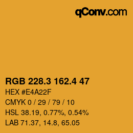 カラーコード: RGB 228.3 162.4 47 | qconv.com