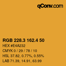 カラーコード: RGB 228.3 162.4 50 | qconv.com