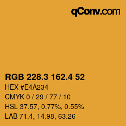 カラーコード: RGB 228.3 162.4 52 | qconv.com