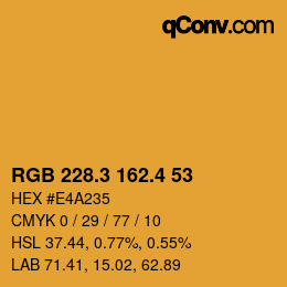 カラーコード: RGB 228.3 162.4 53 | qconv.com