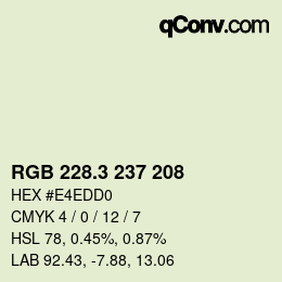 カラーコード: RGB 228.3 237 208 | qconv.com