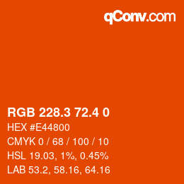 カラーコード: RGB 228.3 72.4 0 | qconv.com