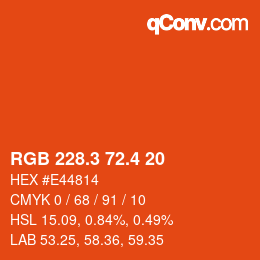 カラーコード: RGB 228.3 72.4 20 | qconv.com