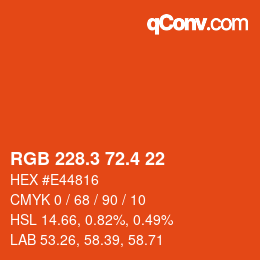カラーコード: RGB 228.3 72.4 22 | qconv.com
