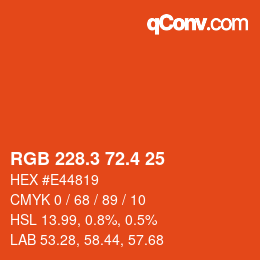カラーコード: RGB 228.3 72.4 25 | qconv.com