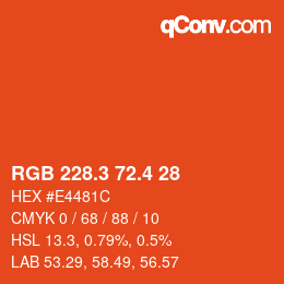 カラーコード: RGB 228.3 72.4 28 | qconv.com