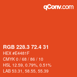 カラーコード: RGB 228.3 72.4 31 | qconv.com