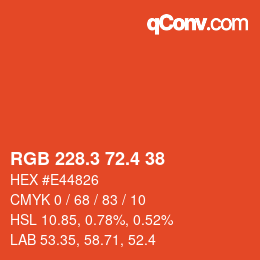 カラーコード: RGB 228.3 72.4 38 | qconv.com