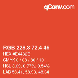 カラーコード: RGB 228.3 72.4 46 | qconv.com