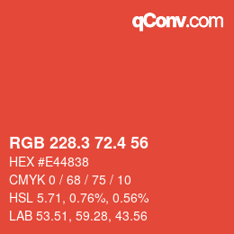カラーコード: RGB 228.3 72.4 56 | qconv.com