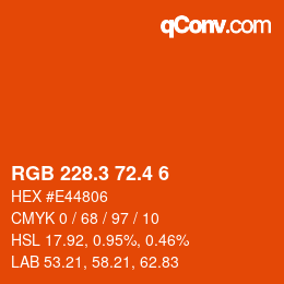 カラーコード: RGB 228.3 72.4 6 | qconv.com