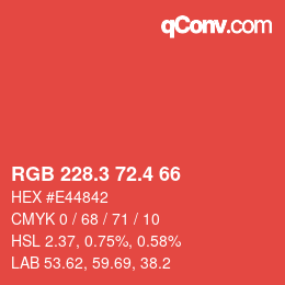 カラーコード: RGB 228.3 72.4 66 | qconv.com