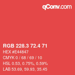 カラーコード: RGB 228.3 72.4 71 | qconv.com